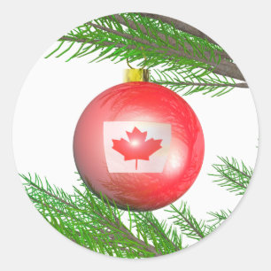 Adesivo Redondo Decoração de Árvore de Natal Canadense
