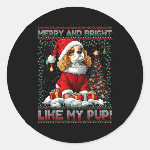 Adesivo Redondo Decoração de árvore de Natal do Cavalier King Char