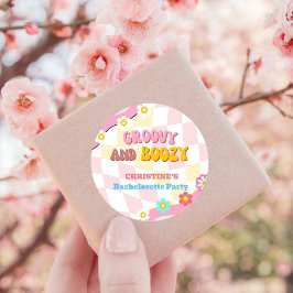 Adesivo Redondo Decoração de Despedida de Solteira Groovy e Bebida