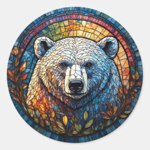 Adesivo Redondo Decoração de Inverno de Urso Polar, Presente para