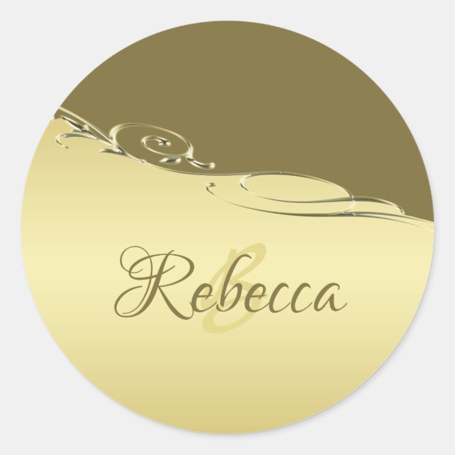 Adesivo Redondo Decoração de ouro de luxo em ouro militar (Frente)