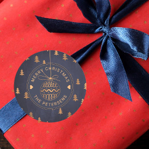 Adesivo Redondo Decoração Dourado cor-de-rosa da árvore no Feli