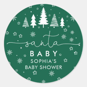 Adesivo Redondo Decoração Minimalista de Natal para Chá de Bebê co
