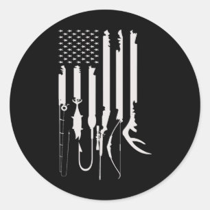 Adesivo Redondo Decoração Tema Americano Caça Pesca Bandeira EUA 