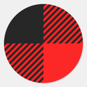 Adesivo Redondo Decoração vermelha e preta da verificação do