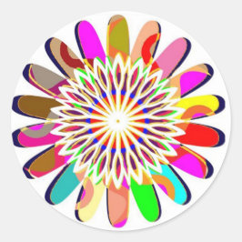 Adesivo Redondo Decorações Coloridas da Roda FLORAL Chakra
