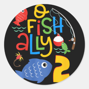Adesivo Redondo Decorações de Aniversário de Dois Anos O-fish-ialm