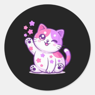 Adesivo Redondo Decorações de aniversário de pelúcia macia Meemeow
