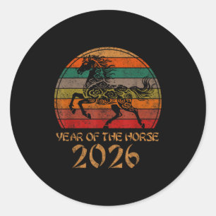 Adesivo Redondo Decorações do Cavalo do Zodíaco Chinês 2026 Ano do