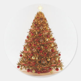Adesivo Redondo Decorated Christmas Tree Designed Sticker