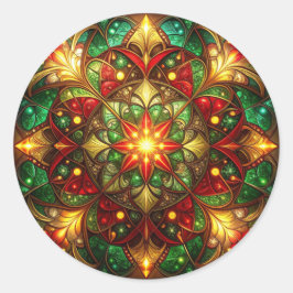 Adesivo Redondo Decorative Red Green Holiday Sticker