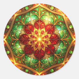 Adesivo Redondo Decorative Red Green Holiday Sticker