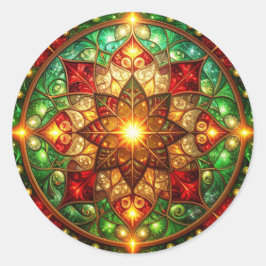 Adesivo Redondo Decorative Red Green Holiday Sticker