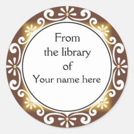 Adesivo Redondo Decorativo Da Biblioteca De Livros