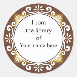 Adesivo Redondo Decorativo Da Biblioteca De Livros