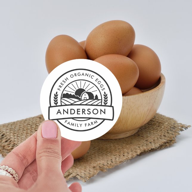 Adesivo Redondo Decorativo Redondo Arredondado do Agricultor de Fa (Barn Family Farm Farmer Round Decorative Classic Round Sticker)