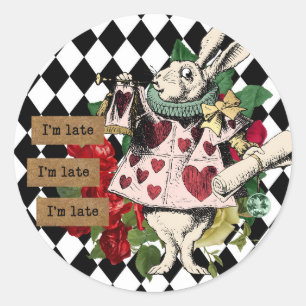 Adesivo Redondo Decoupage Vintage Alice no País das Maravilhas