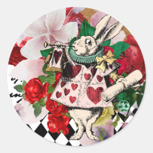 Adesivo Redondo Decoupage Vintage de Alice no País das Maravilhas