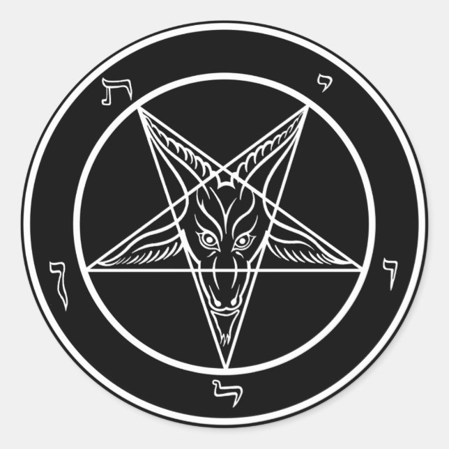 Adesivo Redondo Decretos do Baphomet (Frente)
