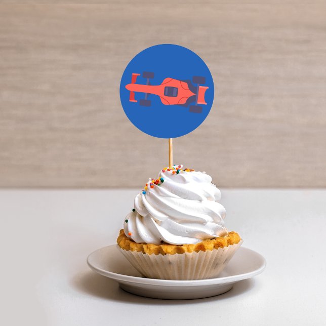 Adesivo Redondo Dedicação de Bebê da Racetrack do Carro Azul Verme (Criador carregado)