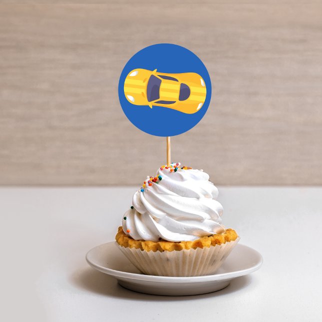 Adesivo Redondo Dedicação de Bebê Racetrack da Corrida Amarela (Criador carregado)