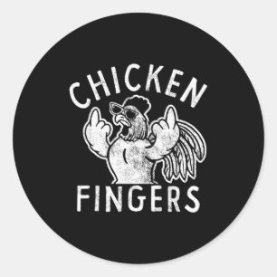 Adesivo Redondo Dedos de Frango, Dedos do Meio, Frango Engraçado