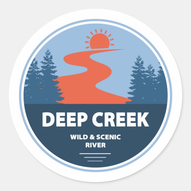 Adesivo Redondo Deep Creek Wild And Scenic River Idaho (Frente)