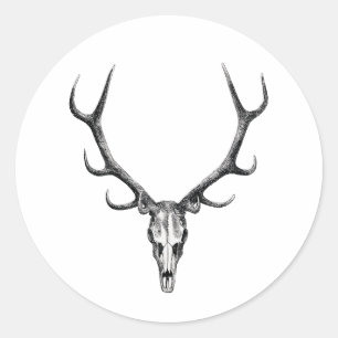 Adesivo Redondo Deer Antler Skeleton Skull Sticker
