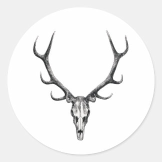 Adesivo Redondo Deer Antler Skeleton Skull Sticker