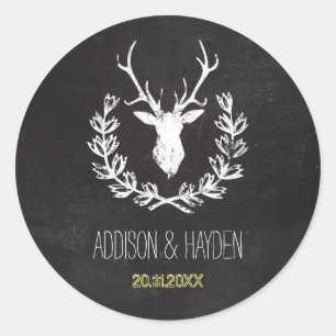 Adesivo Redondo Deer Antlers  Selo de Envelope Rústico