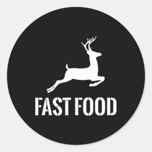 Adesivo Redondo Deer Deer Engraçado Hunter De Comida Rápida, Prese