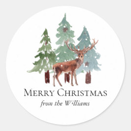 Adesivo Redondo Deer E Snowy Pine Natal