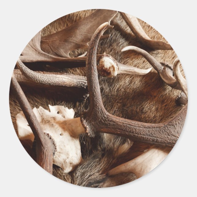 Adesivo Redondo Deer Elk Moose Antlers Caçando Ideias De Presente (Frente)