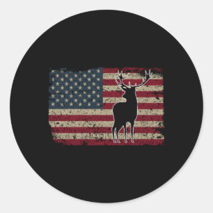 Adesivo Redondo Deer Hunting American Flag Usa Proud Hunter
