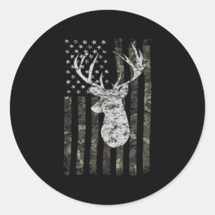 Adesivo Redondo Deer Hunting Camo American Flag
