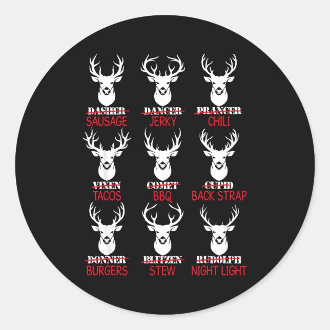 Adesivo Redondo Deer Hunting Gift Hunter Of All Santa's Reindeer  (Frente)