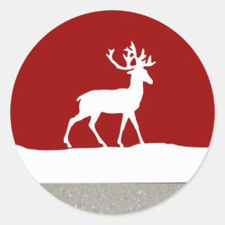 Adesivo Redondo Deer Silhouette - Vermelho e Branco