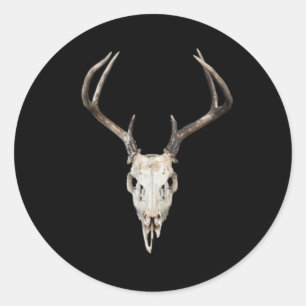 Adesivo Redondo Deer Skull Antler sobre fundo preto