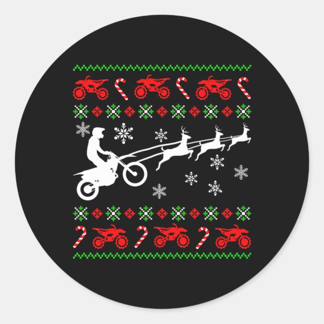 Adesivo Redondo Deer Ugly Christmas Biker Motocross Gif (Frente)