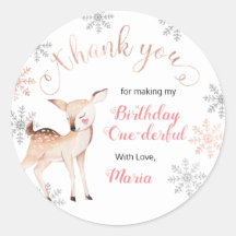 Deer Winter ONE Derland Birthday Obrigado Sticker
