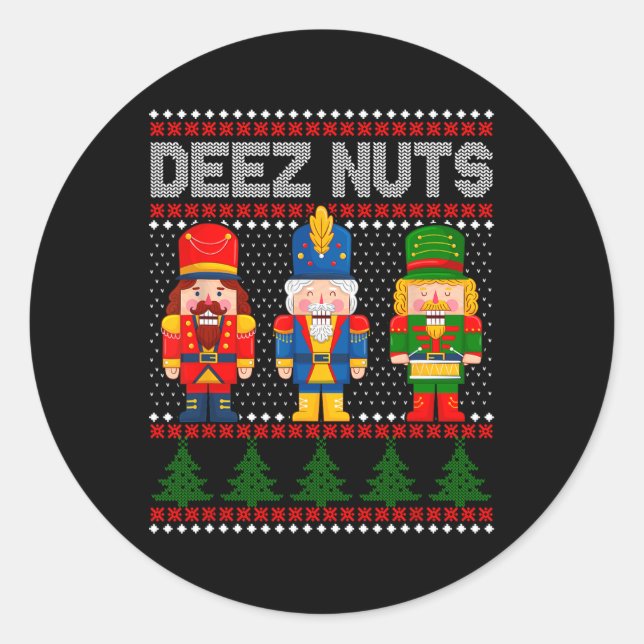 Adesivo Redondo Deez Loucos Nutcracker Divertir-se Feio Natal (Frente)