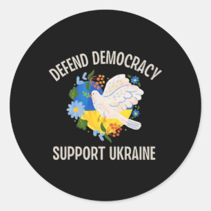 Adesivo Redondo Defender a Democracia Apoiar a Ucrânia