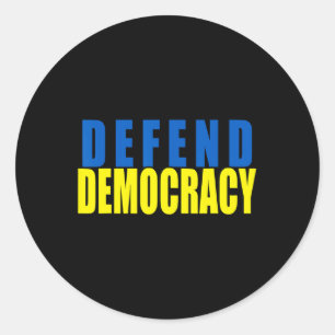Adesivo Redondo Defender Democracia Cores da Bandeira da Ucrânia