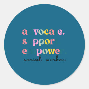 Adesivo Redondo Defensor apoio empoderar fofo trabalhador social