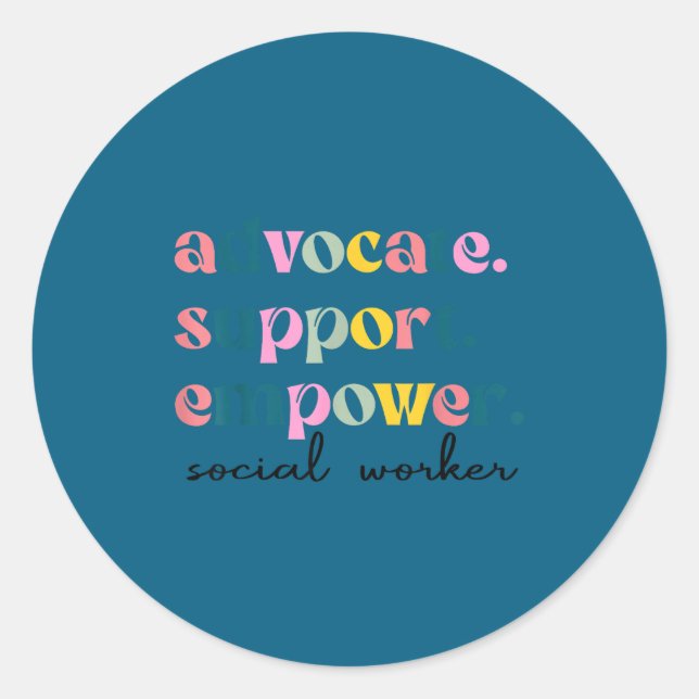 Adesivo Redondo Defensor apoio empoderar fofo trabalhador social (Frente)
