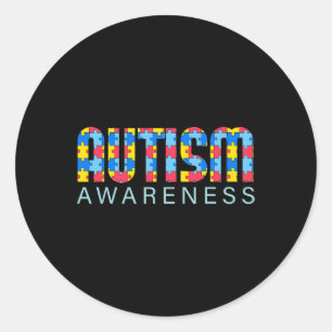 Adesivo Redondo Deficiências de consciência do autismo Mês Suporte