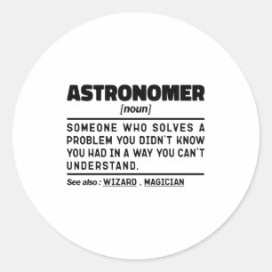 Adesivo Redondo Definição de Astrônomo Substantivo Cientista Frase