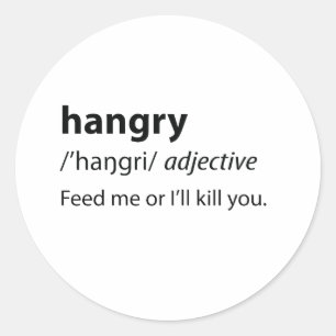 Adesivo Redondo Definição de Dicionário Engraçado Hangry