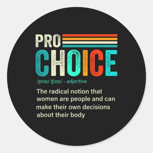 Adesivo Redondo Definição de direitos feministas feministas Retro  (Frente)