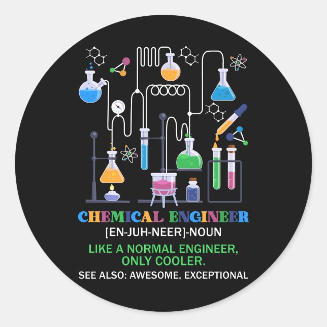 Adesivo Redondo Definição De Engenheiro Químico Como Um Engenheiro (Frente)